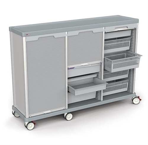 Lakeside Round Post, Enclosed Wire Cart, (4) 18 x 36 Shelves, 72